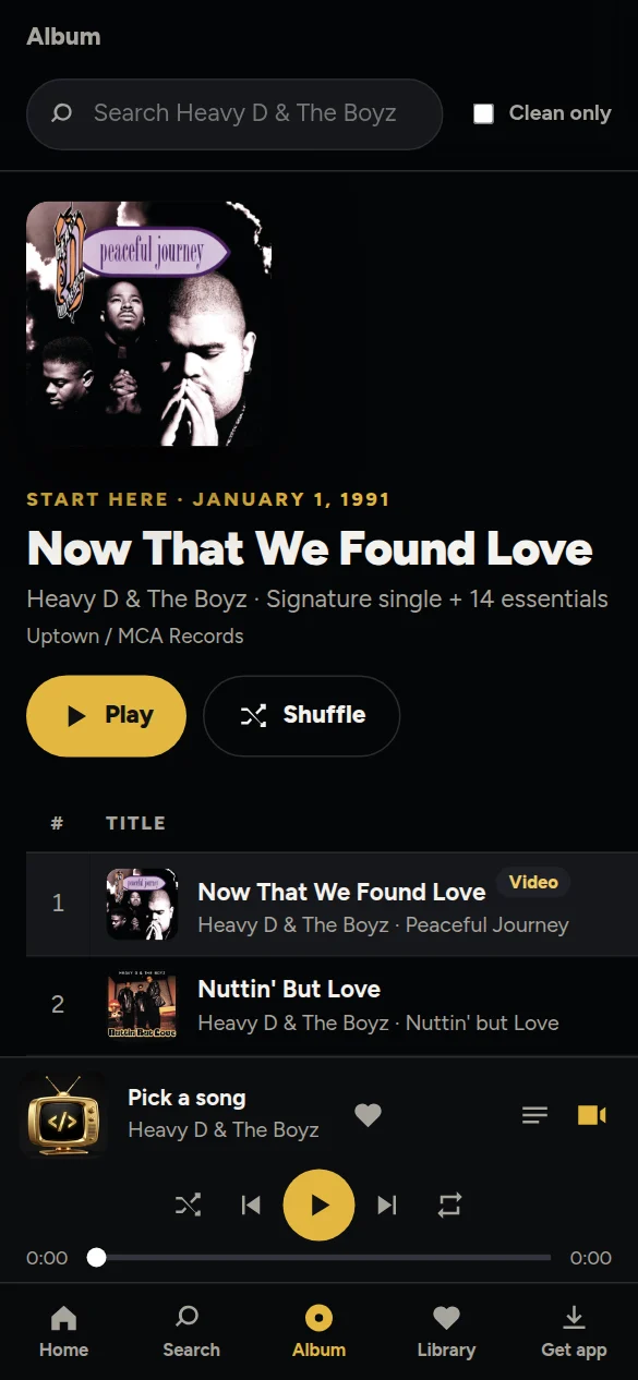 Heavy D & The Boyz featured songs screen