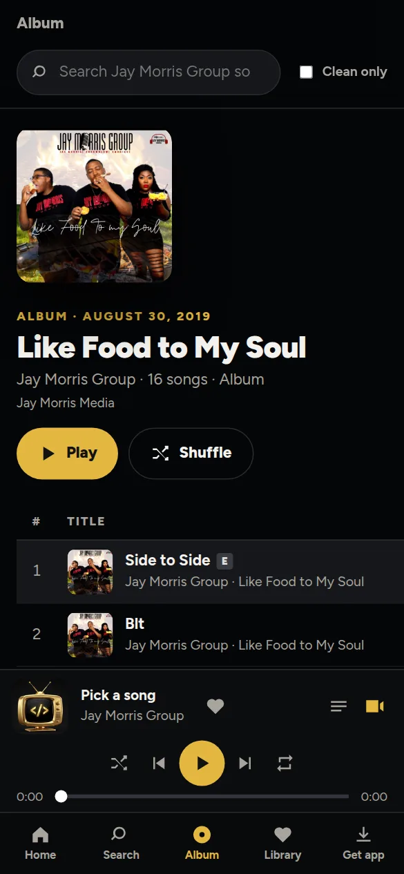 WTV Jay Morris Group Music album screen