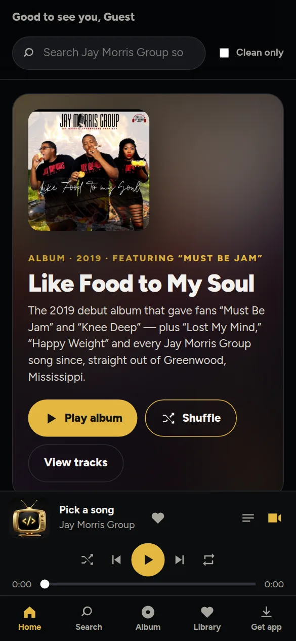 WTV Jay Morris Group Music app home screen